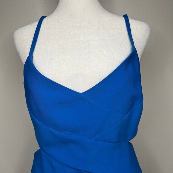Laundry by Shelli Segal Royal Blue Knee-Length Dress Size 6 Side Cutouts V-Neck - Picture 7 of 11